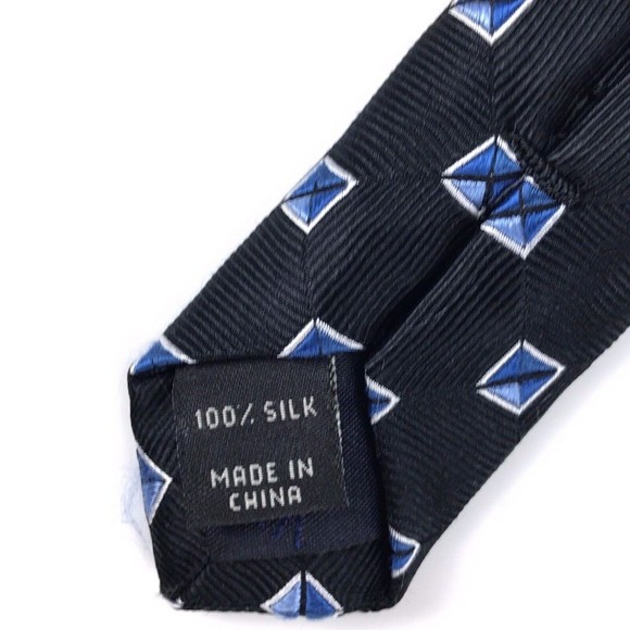 Jos A Bank Executive Collection Tie 100% Silk Textured Black Blue White Necktie - Picture 5 of 7